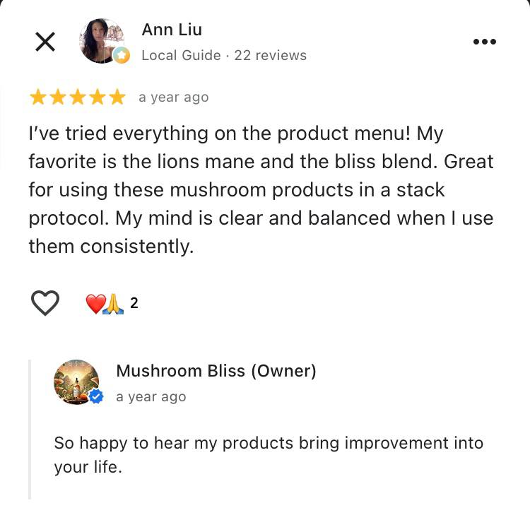 Ann Liu's review on Myco Bliss Lion's Mane and Bliss Blend