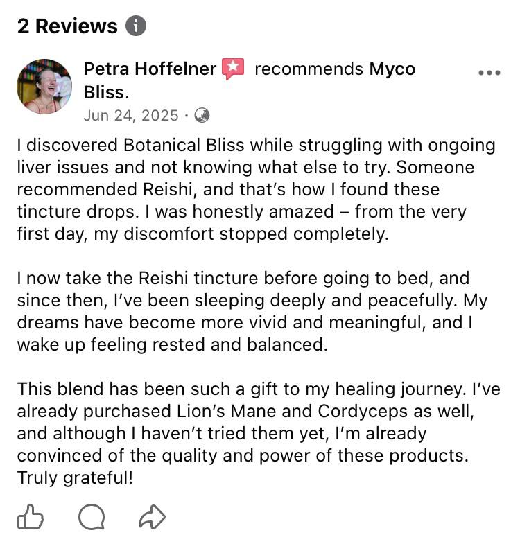 Petra Hoffelner's review on Myco Bliss Reishi tincture